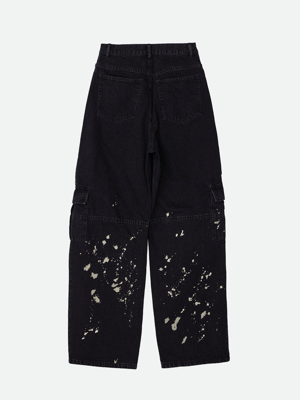 DENIM DISCHARGE PRINTHING CARGO PANTS