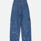 DENIM DISCHARGE PRINTHING CARGO PANTS