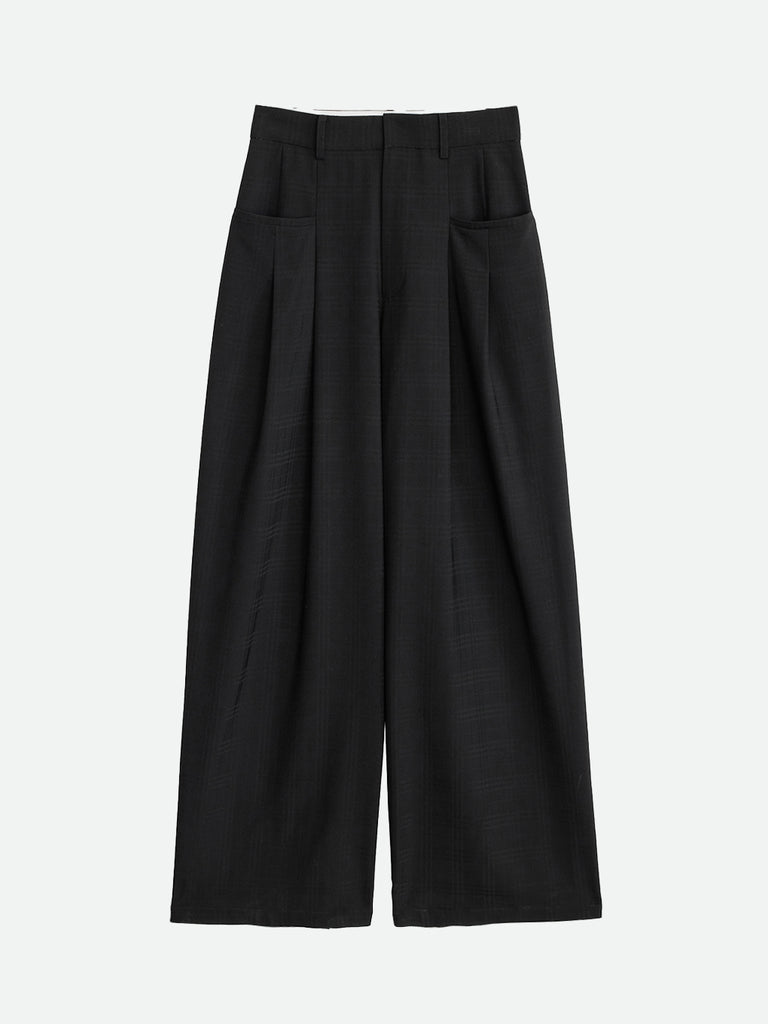 CHECK RELAX WIDE PANTS