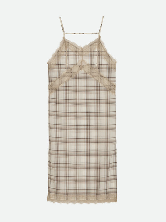 SHEER CHECK LONG CAMISOLE