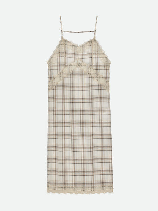 SHEER CHECK LONG CAMISOLE