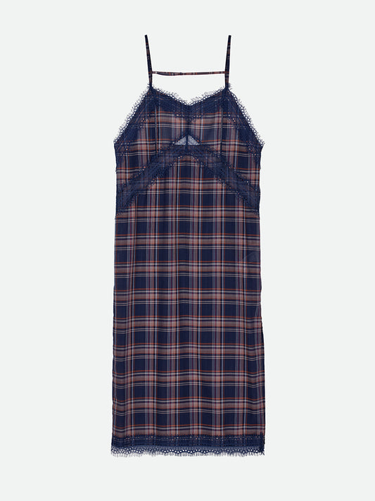 SHEER CHECK LONG CAMISOLE