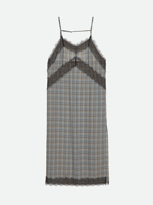 SHEER CHECK LONG CAMISOLE