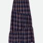 SHEER CHECK TIERED SKIRT