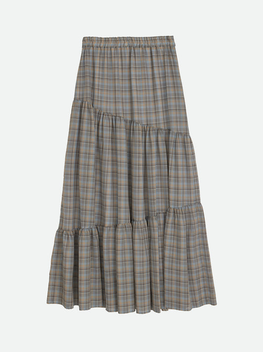 SHEER CHECK TIERED SKIRT