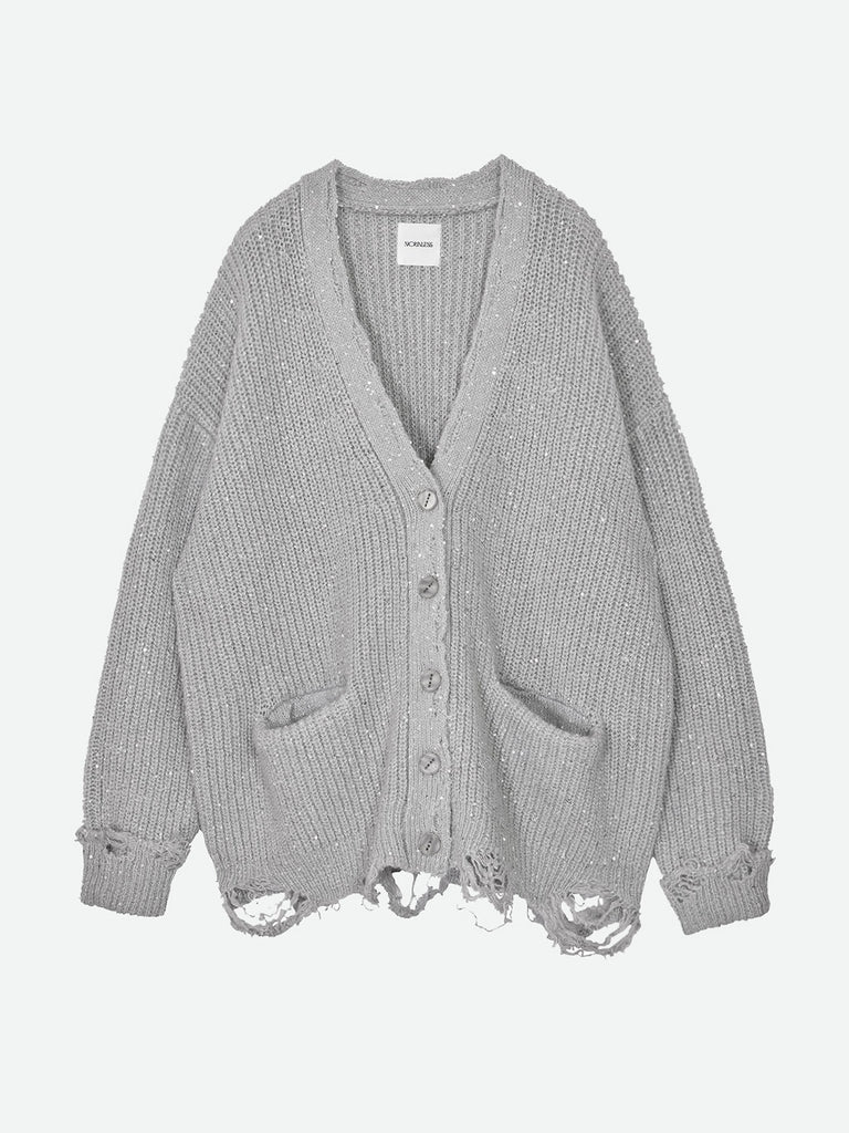 SHINY GRUNGE KNIT CARDIGAN