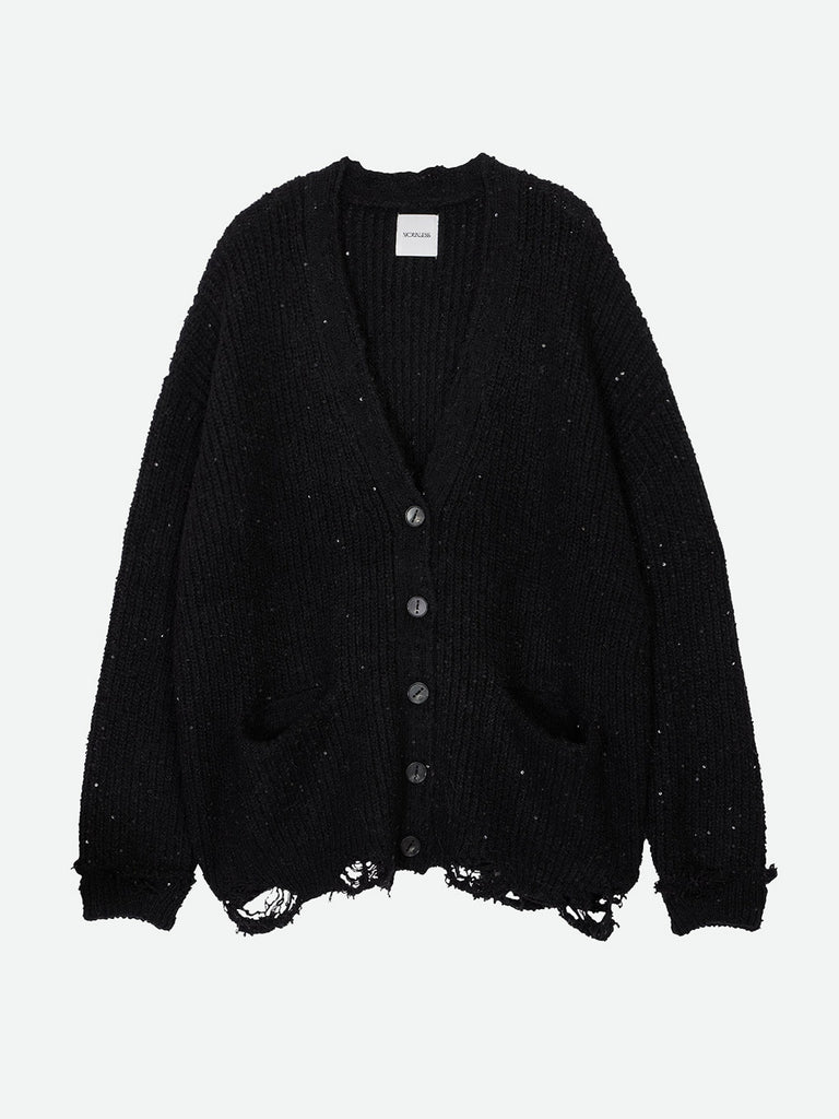 SHINY GRUNGE KNIT CARDIGAN